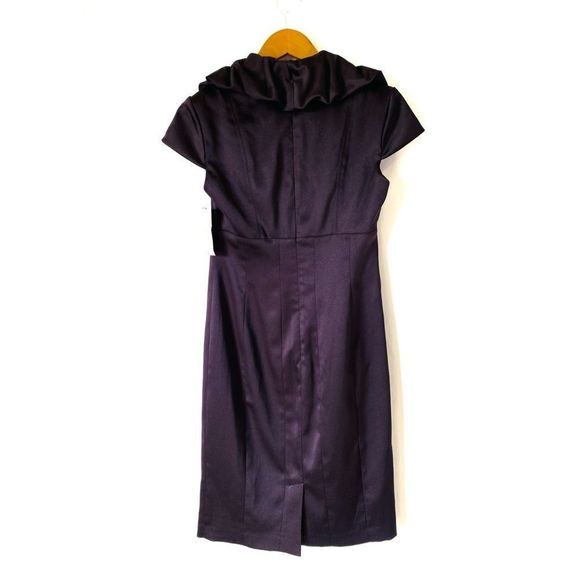 NWT JESSICA HOWARD Purple Eggplant Ruffle Cap Sleeve Cocktail Evening Dress - Picture 2 of 6